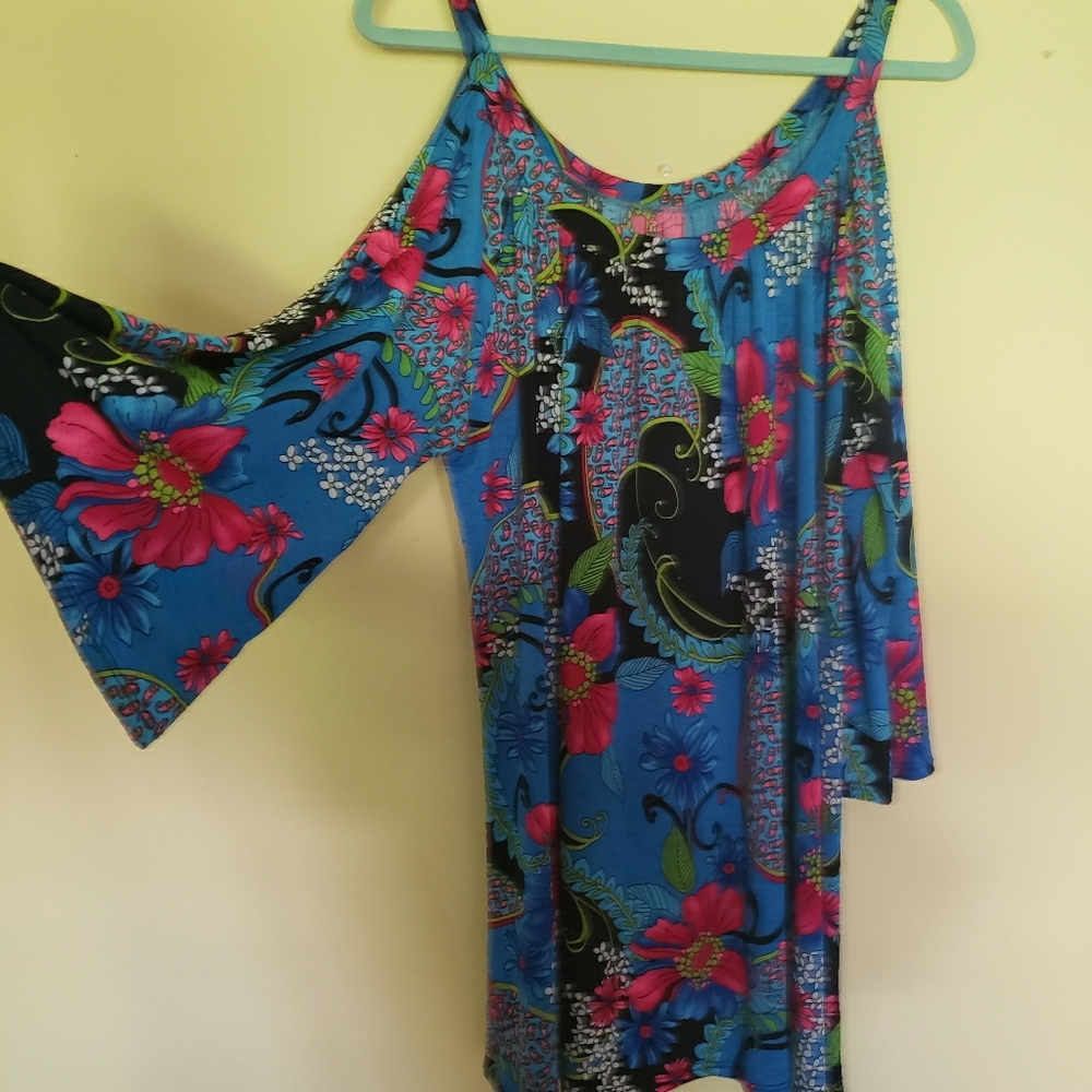 Floral Tunic with Cold Shoulder
